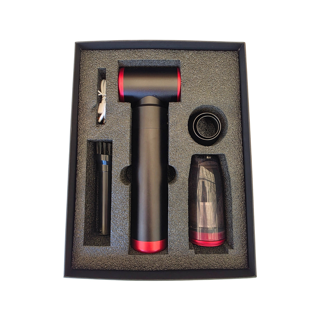 X9 Mini kit box contents — blower, attachments, brush and cable